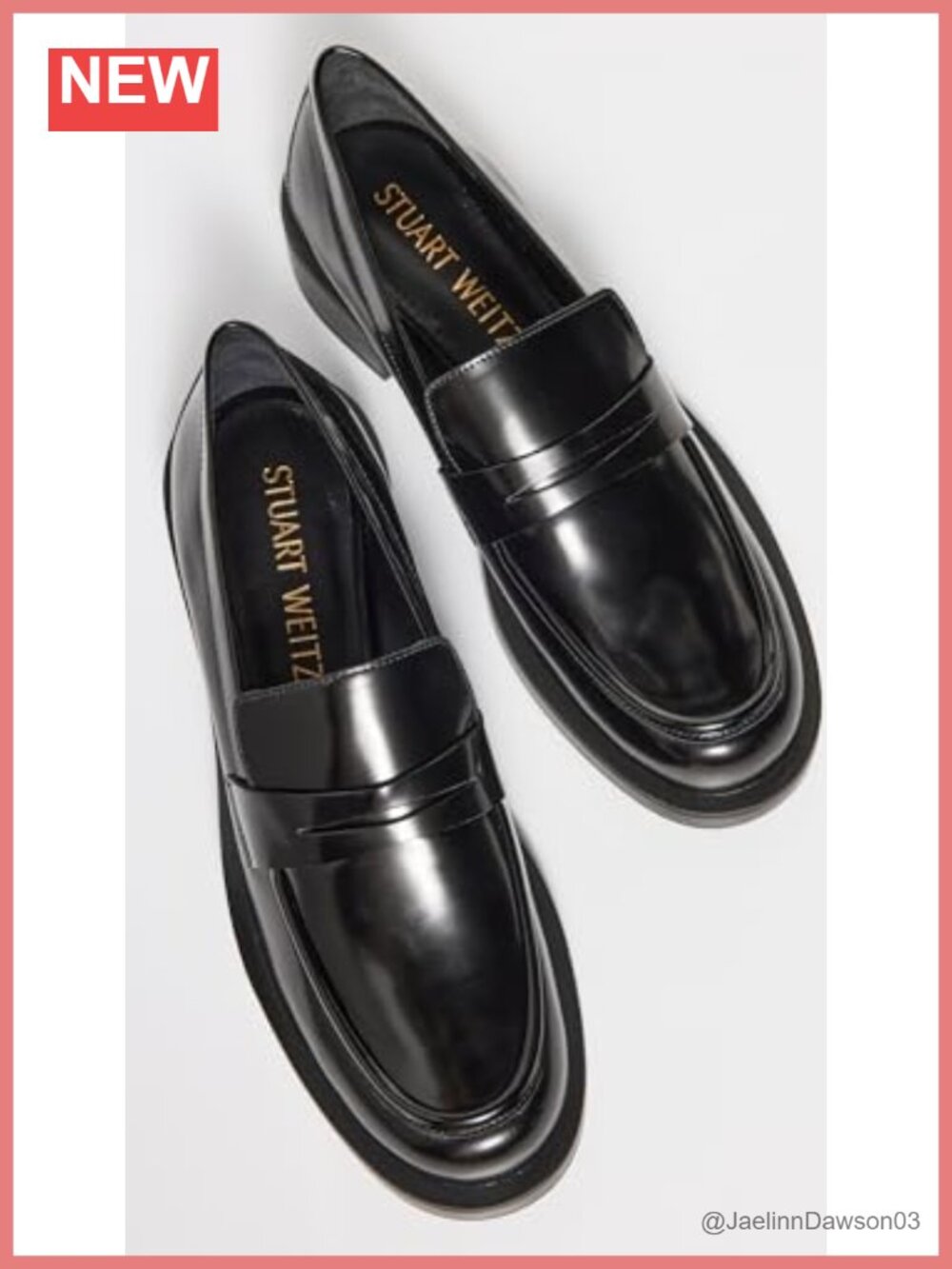Stuart Weitzman Women's Palmer Bold Loafers - Leather Rubber Sole Penny Strap - Picture 2 of 5